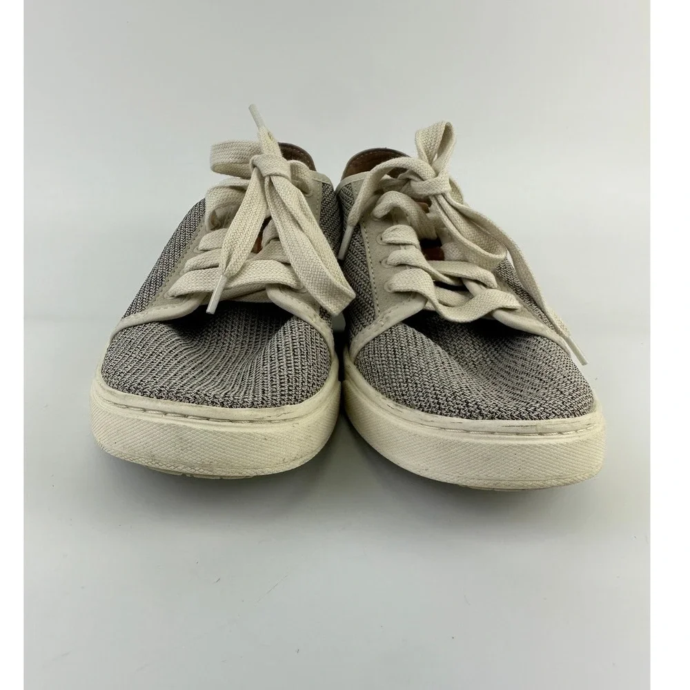 OluKai Pehuea Li Sneaker Lightweight Tapa Gray Knit Lace Up Drop Heel Womens 7.5